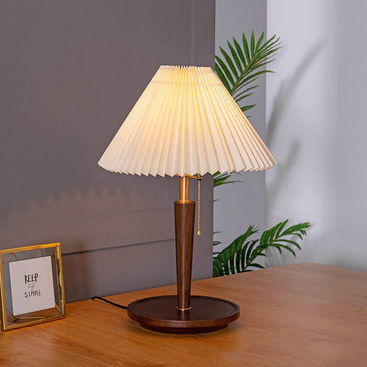 Retro Pleated Pull Cord Switch 1-Light Table Lamp