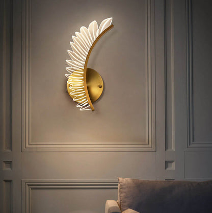 Modern Acrylic Feather Gold Copper LED Wall Sconce Lamp