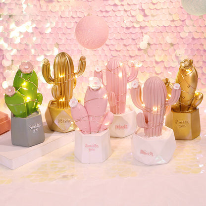 Cactus Dream Star Light Resin Ornament Night Light Table Lamp