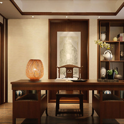 Modern Bamboo Weaving Round 1-Light Decorative Table Lamp