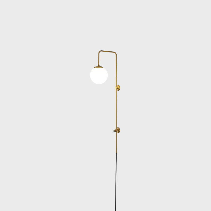 Modern Simplicity Glass Shade Full Copper Long Bar 1-Light Wall Sconce Lamp