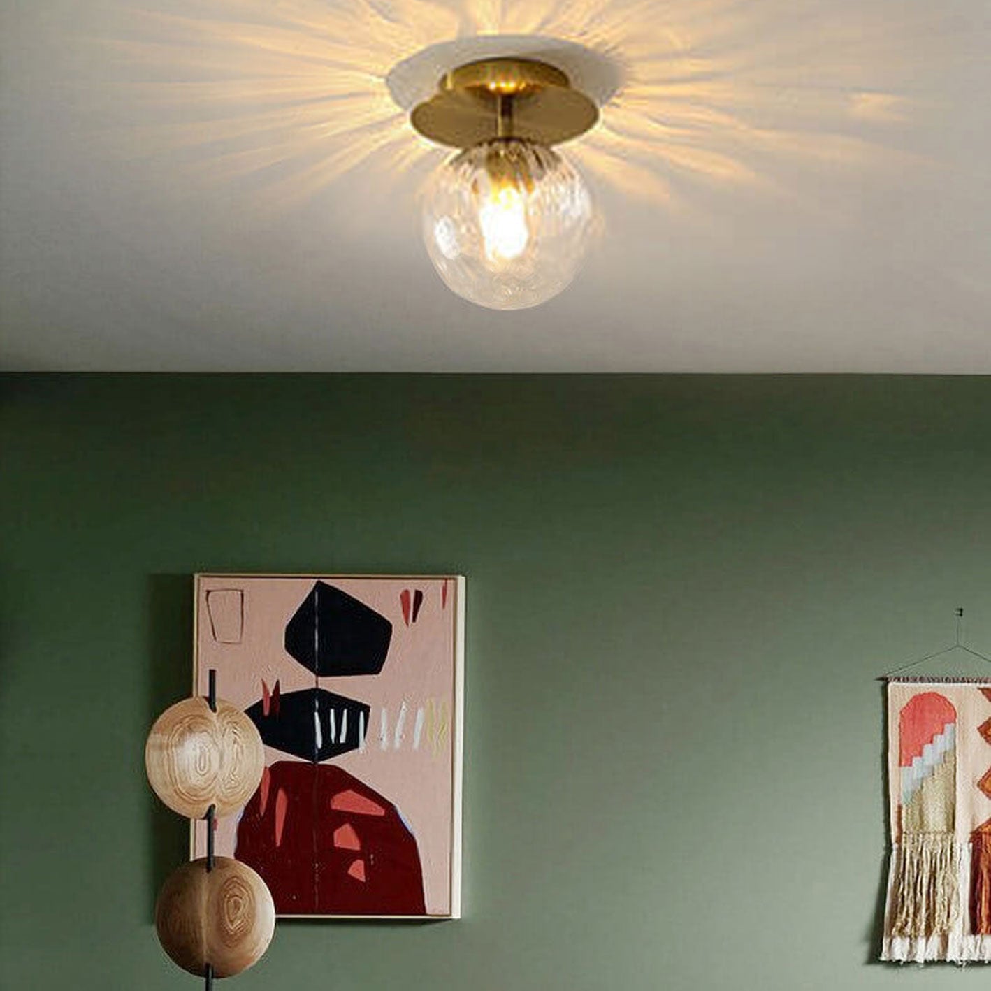 Nordic Water Glass Orb 1-Light Semi-Flush Mount Ceiling Light