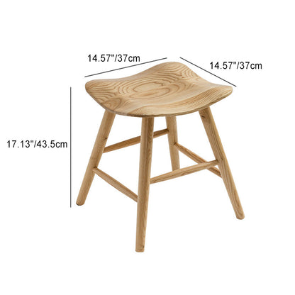 Contemporary Nordic Ash Wood Square Vanity Stool Footrest For Bedroom