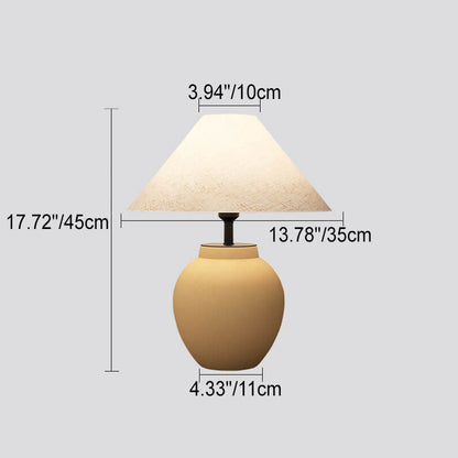 Modern Japanese Metal Ceramic Pot 1-Light Table Lamp