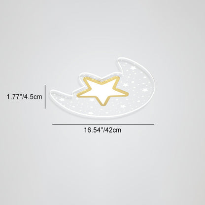 Contemporary Creative Star Moon Aluminium Acrylic LED Flush Mount Ceiling Light For Bedroom
