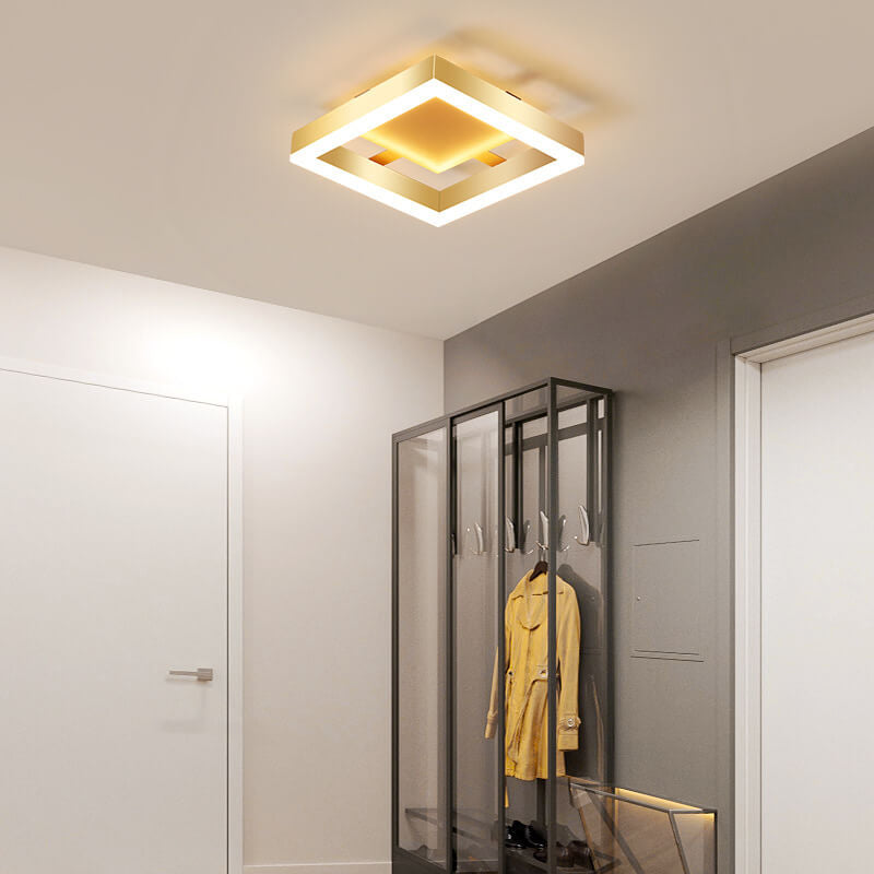Modern Creative Square Round LED Semi-Flush Mount Ceiling Light