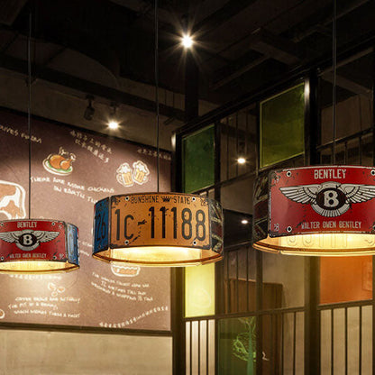 Retro Creative License Plate Metal 3-Light Chandelier
