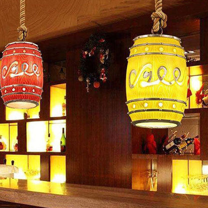 Vintage Wine Barrel Resin 1-Light Pendant Light
