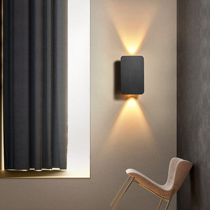 Nordic Minimalist Aluminum Rectangular Flat Panel 2-Light LED Wall Sconce Lamp