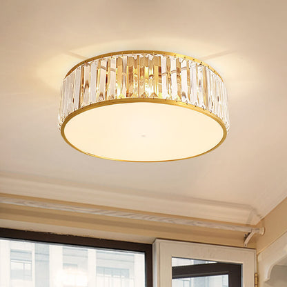 Modern Iron Crystal Round 3/4/5 Light Flush Mount Ceiling Light