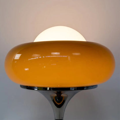 Vintage Glass Egg Tart Iron Base 1-Light Table Lamp