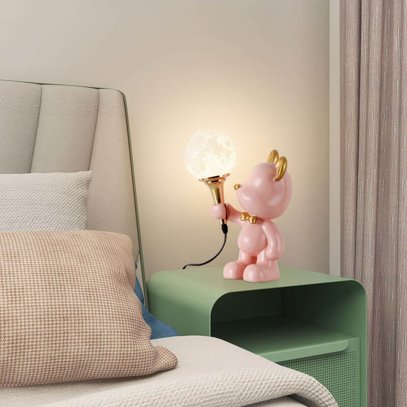 Creative Cartoon Bear Resin 1-Light Night Light Table Lamp