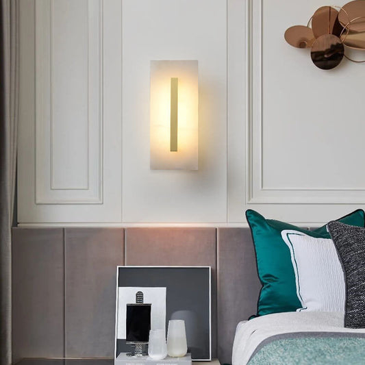 Luxury Chinese Marble Square Brass 1-Light LED Wall Sconce Lamp