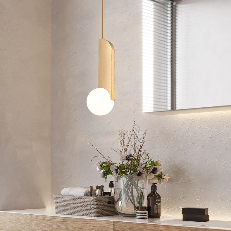 Simple Gold Metal Patchwork Glass Globe 1-Light LED Pendant Light