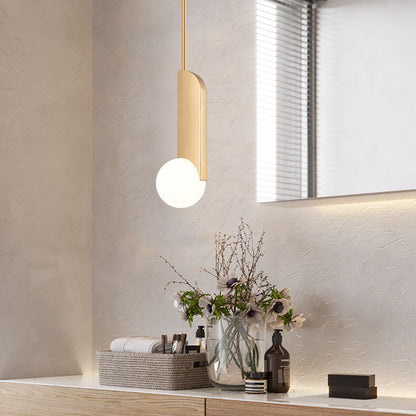 Simple Gold Metal Patchwork Glass Globe 1-Light LED Pendant Light