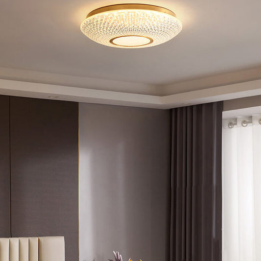 Modern Luxury Round Bowl Shaped Brass LED Flush Mount Ceiling Light