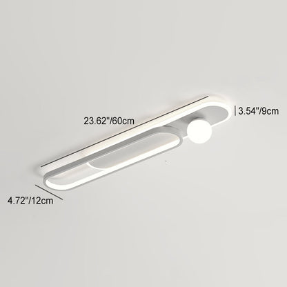 Modern Minimalist Geometric Oval Ring Spheroid Combination LED Flush Mount Ceiling Light For Living Room