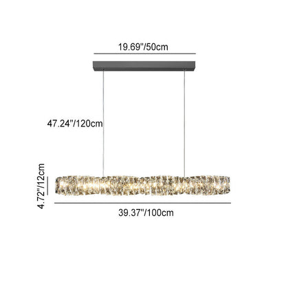 Modern Simplicity Stainless Steel Crystal Strip LED Island Light Pendant Light For Dining Room