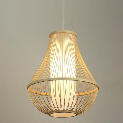 Bamboo Weaving Teardrop Shade 1-Light Pendant Light