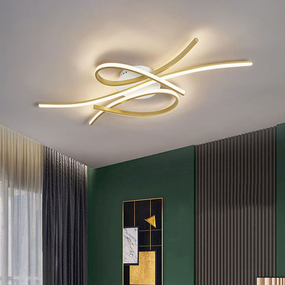Modern Creative Bending Curves Line Design LED Flush Mount Ceiling Light