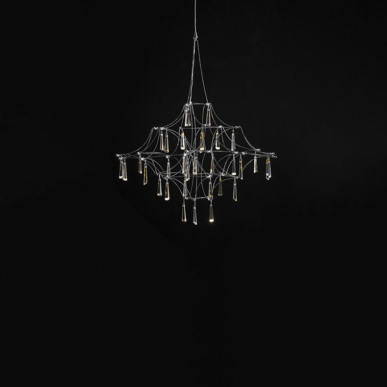 ثريا كريستال LED نحاسية شبكية عصرية بسيطة 