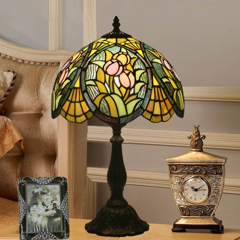 Tiffany Rustic Stained Glass 1-Light Table Lamp
