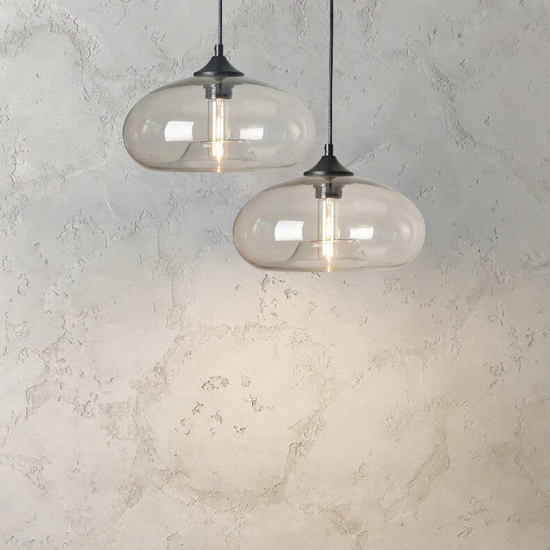 Creative Colored Glass Oval 1-Light Pendant Light