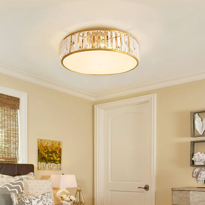 Modern Iron Crystal Round 3/4/5 Light Flush Mount Ceiling Light