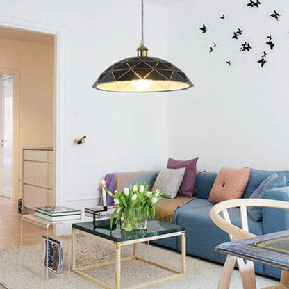 Industrial Skeleton Dome Wrought Iron 1-Light Pendant Light