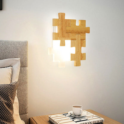 Nordic Wood Puzzles 1-Light LED Wall Sconce Lamp