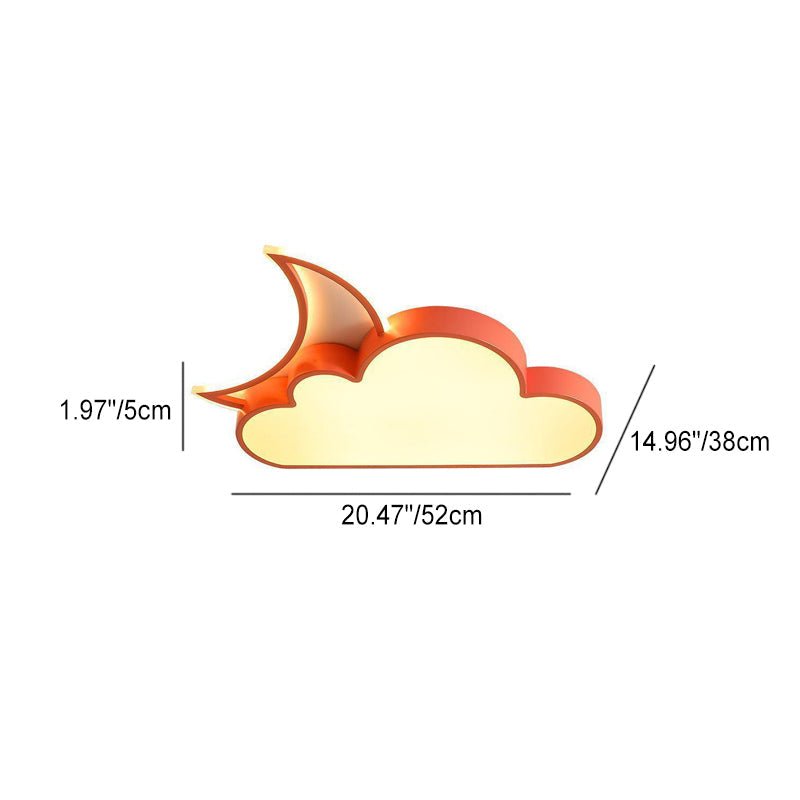 Contemporary Nordic Kids Iron Acrylic Cloud Moon LED Flush Mount Ceiling Light For Bedroom