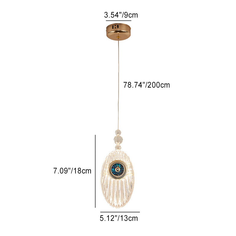 Contemporary Scandinavian Oval Orb Aluminum Acrylic Shell LED Pendant Light For Bedroom