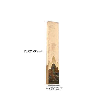 Traditional Chinese Marble All-Copper Rectangular LED Wall Sconce Lamp For Bedroom