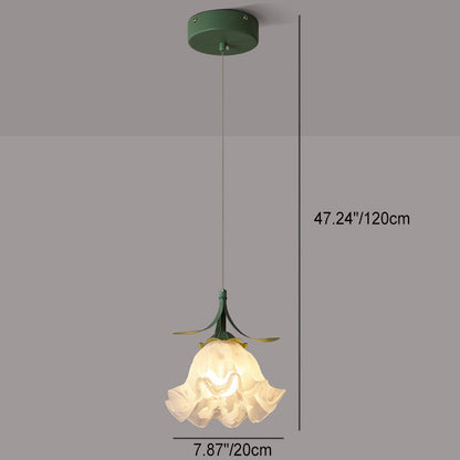 Contemporary Scandinavian Bellflower Iron Glass 1-Light Pendant Light For Living Room