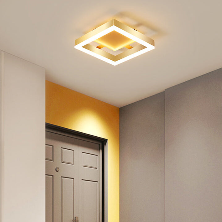 Modern Creative Square Round LED Semi-Flush Mount Ceiling Light