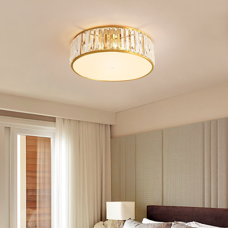 Modern Iron Crystal Round 3/4/5 Light Flush Mount Ceiling Light