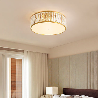 Modern Iron Crystal Round 3/4/5 Light Flush Mount Ceiling Light