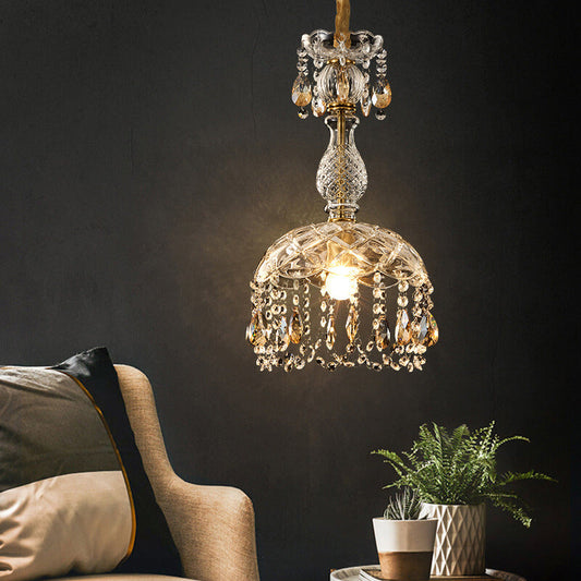 Modern Luxury Crystal Hanging Dome 1-Light Pendant Light