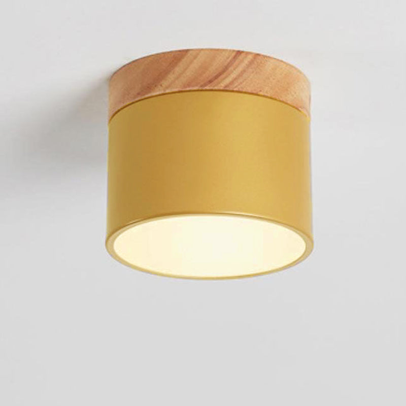 Scandinavian Macaroon Solid Color Log LED Flush Mount Ceiling Light