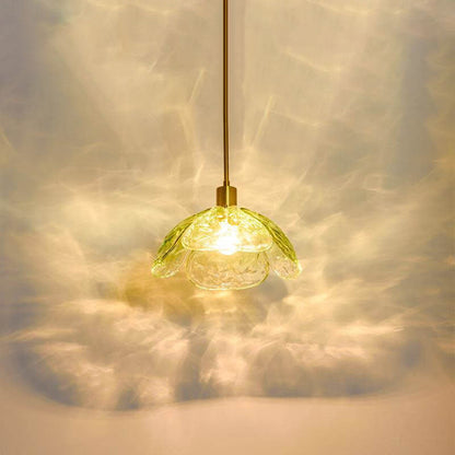 Modern Flower Petal Stained Glass 1-Light Pendant Light