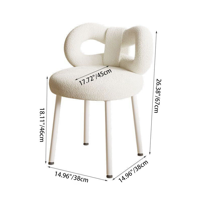 Contemporary Nordic Lambswool Round Vanity Stool Butterfly Backrest For Bedroom
