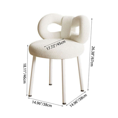 Contemporary Nordic Lambswool Round Vanity Stool Butterfly Backrest For Bedroom
