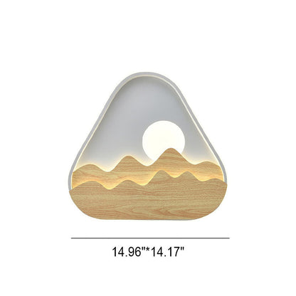 Modern Minimalist Landscape Triangle Wood Acrylic LED Flush Mount Lighting