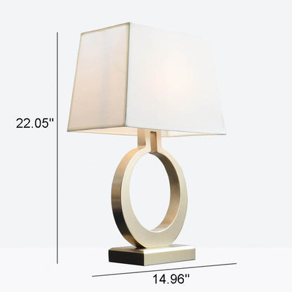 Modern Luxury Fabric Golden Ring Base 1-Light Table Lamp