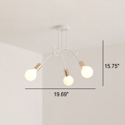 Modern Minimalist Iron Twisted Lines 3/5 Light Semi- Flush Mount Ceiling Light
