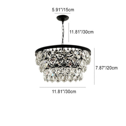 Contemporary Scandinavian Crystal Pendant Round Crystal Iron 4/5/9/12 Light Chandelier For Bedroom