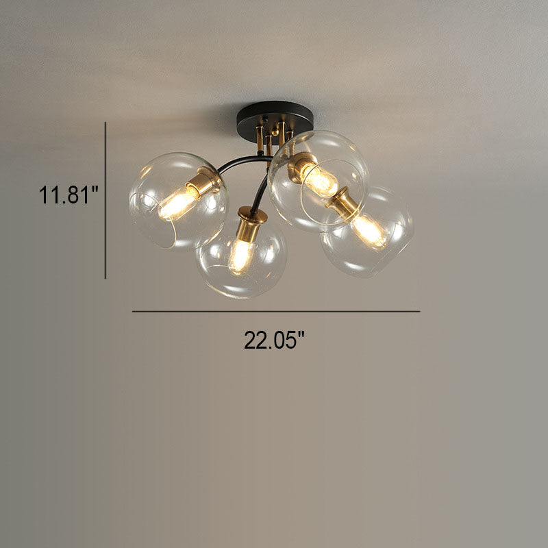 Modern Light Luxury Glass Magic Bean Round 4/6/8 Light Semi-Flush Mount Ceiling Light