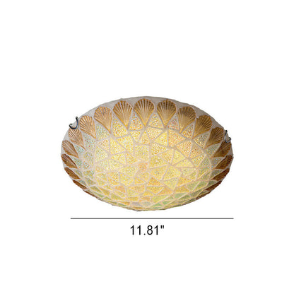 Nordic Vintage Light Luxury Tiffany Shell Glass 1-Light Flush Mount Lighting