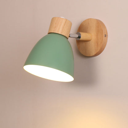 Modern Minimalist Solid Color Macaron Iron Wood 1-Light Wall Sconce Lamp
