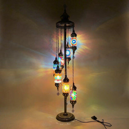 Retro Exotic Turkish  Moroccan 7-Light Standing Floor Lamp